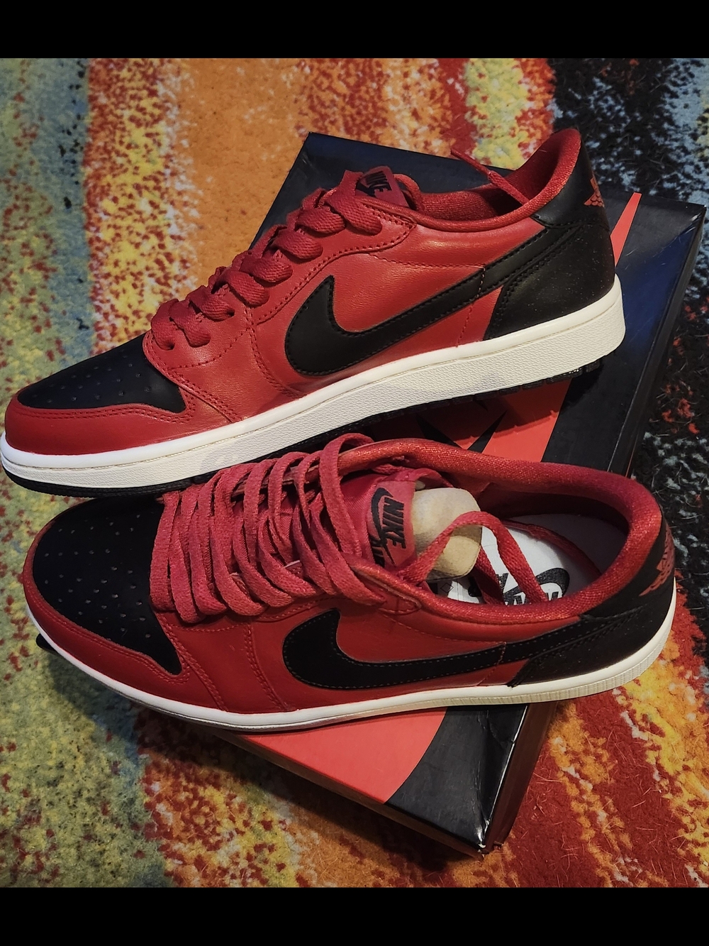 9M Authentic Air Jordan 1 Retro Low OG "Gym Red Black" (Style Code: 705329-601)